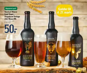 Skovlyst Moose Gold Tripel, Stagebrew Vintage eller Bison IPA