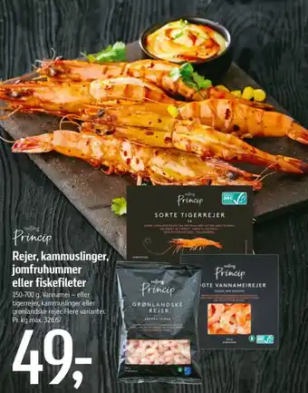 Rejer, kammuslinger, jomfruhummer eller fiskefileter