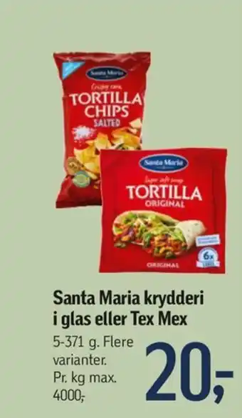 Føtex Santa Maria krydderi i glas eller Tex Mex tilbud