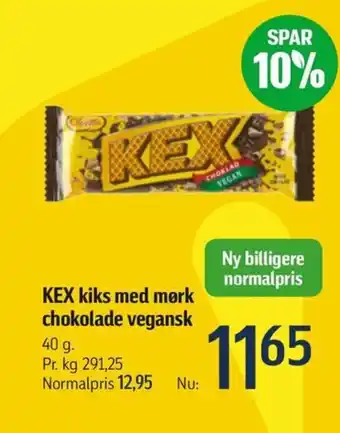 Føtex KEX kiks med mørk chokolade vegansk tilbud