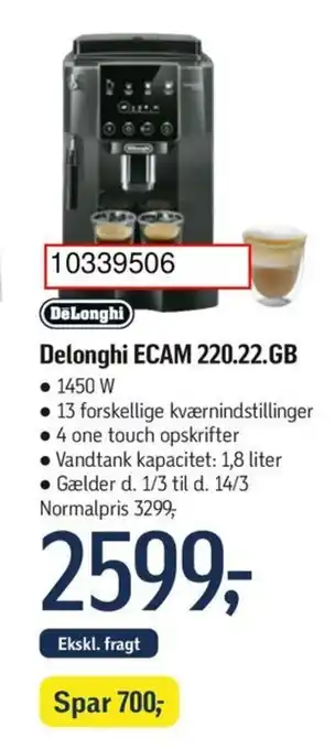 Føtex Delonghi ECAM 220.22.GB tilbud