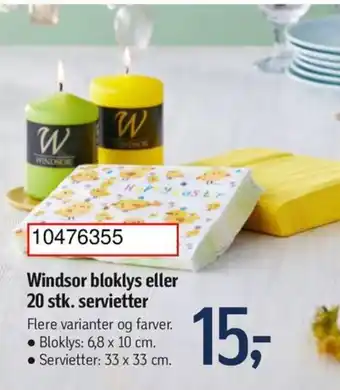 Føtex Windsor bloklys eller 20 stk. servietter tilbud