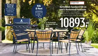 Føtex Kerteminde havebord 150 cm med 6 Kerteminde havestole tilbud