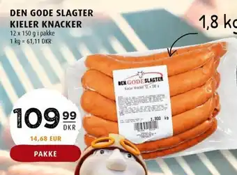 Scandinavian Park DEN GODE SLAGTER KIELER KNACKER 12 x 150 g tilbud