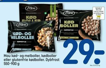 REMA 1000 Mou kød- og melboller, kødboller eller glutenfrie kødboller tilbud