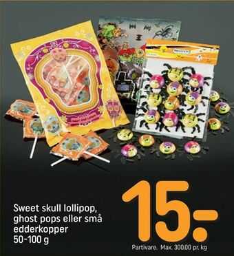 REMA 1000 Sweet skull lollipop, ghost pops eller små edderkopper tilbud