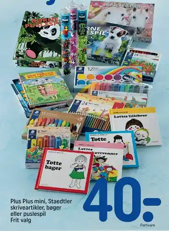 REMA 1000 Plus Plus mini, Staedtler skriveartikler, bøger eller puslespil tilbud