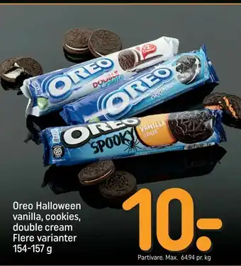 REMA 1000 Oreo Halloween vanilla, cookies, double cream tilbud