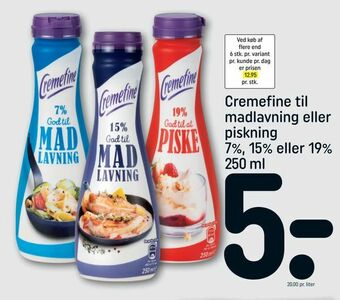 REMA 1000 Cremefine til madlavning eller piskning 7%, 15% eller 19% tilbud