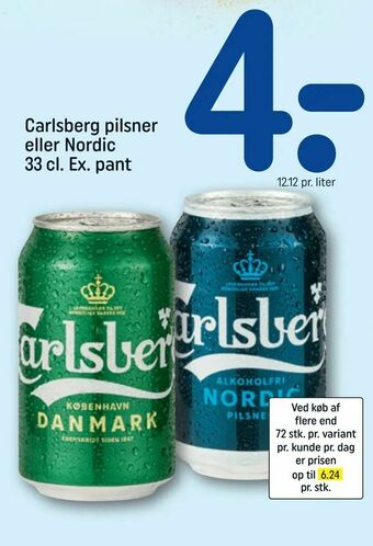 REMA 1000 Carlsberg pilsner eller Nordic 33 cl. tilbud