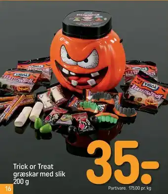 REMA 1000 Trick or Treat græskar med slik tilbud