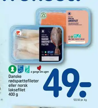 REMA 1000 Danske rødspættefileter eller norsk laksefilet tilbud