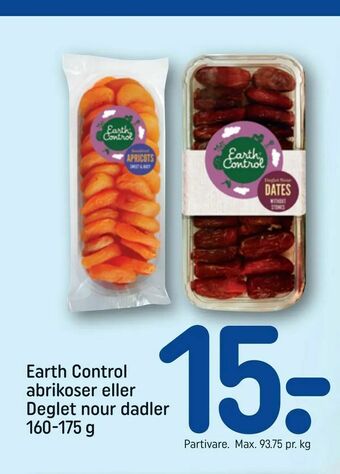 REMA 1000 Earth Control abrikoser eller Deglet nour dadler tilbud