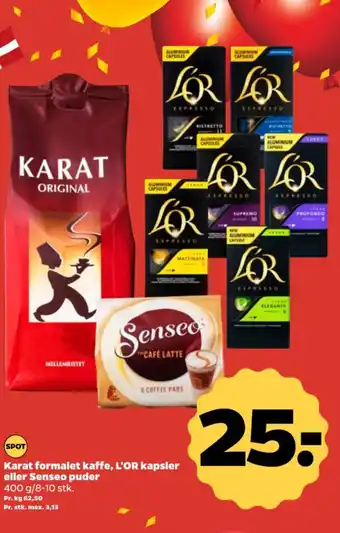 Netto Karat formalet kaffe, L'OR kapsler eller Senseo puder tilbud