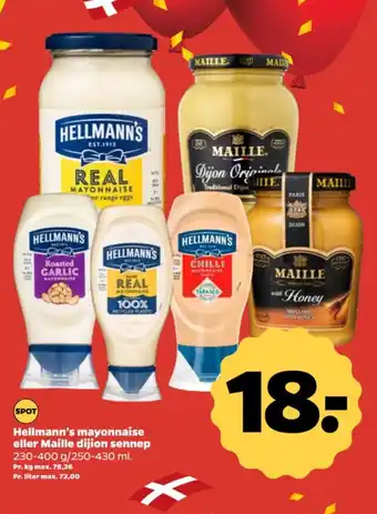 Netto Hellmann's mayonnaise eller Maille dijion sennep tilbud