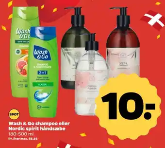 Netto Wash & Go shampoo eller Nordic spirit håndsæbe tilbud