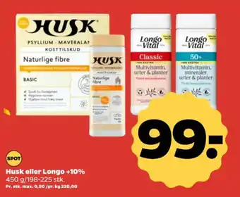 Netto Husk eller Longo +10% 450 g/198-225 stk. tilbud