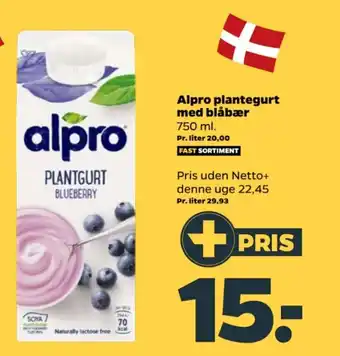 Netto Alpro plantegurt med blåbær 750 ml. tilbud