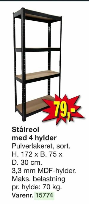 Harald Nyborg Stålreol med 4 hylder tilbud