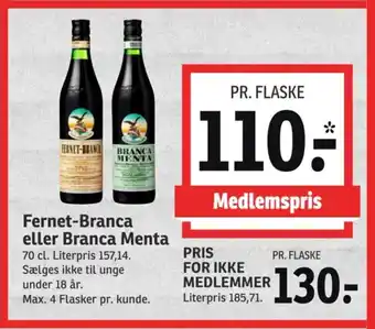SPAR Fernet-Branca eller Branca Menta tilbud
