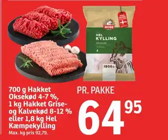 SPAR 700 g Hakket Oksekød 4-7 %, 1 kg Hakket tilbud