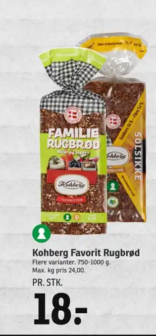 SPAR Kohberg Favorit Rugbrød tilbud