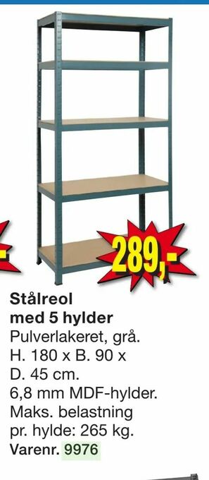 Harald Nyborg Stålreol med 5 hylder tilbud