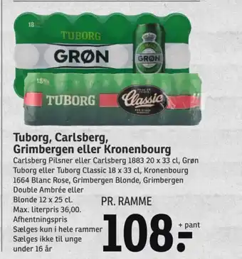 SPAR Tuborg, Carlsberg, Grimbergen eller Kronenbourg tilbud