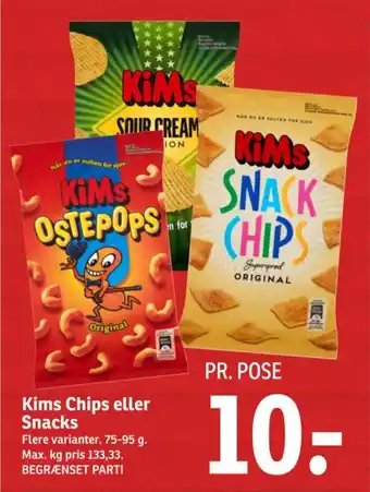 SPAR Kims Chips eller Snacks tilbud