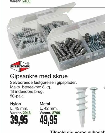 Harald Nyborg Gipsankre med skrue tilbud