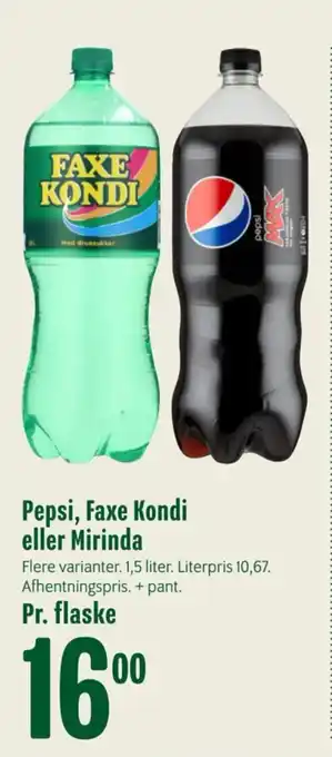 Min Købmand Pepsi, Faxe Kondi eller Mirinda tilbud