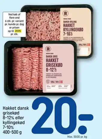 REMA 1000 Hakket dansk grisekød 8-12% eller kyllingekød tilbud