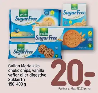 REMA 1000 Gullon Maria kiks, choko chips, vanilla vafler eller digestive Sukkerfri tilbud