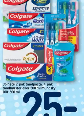 Colgate 2-pak tandpasta, 4-pak tandbørster eller 500 ml mundskyl 100-500 ml