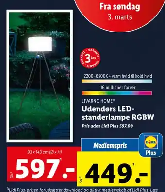 Lidl Udendørs LED- standerlampe RGBW tilbud