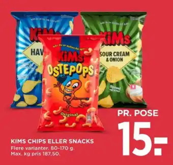 MENY KIMS CHIPS ELLER SNACKS tilbud