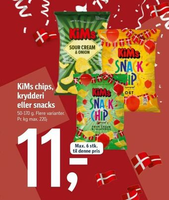 Føtex KiMs chips, krydderi eller snacks tilbud