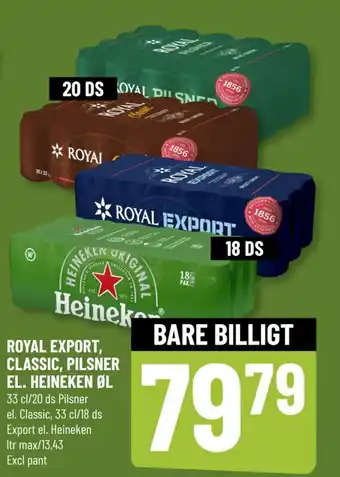 Løvbjerg ROYAL EXPORT, CLASSIC, PILSNER EL. HEINEKEN ØL tilbud