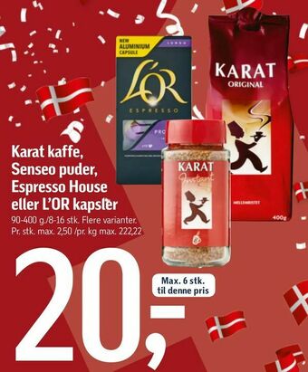 Føtex Karat kaffe, Senseo puder, Espresso House eller L'OR kapsler tilbud