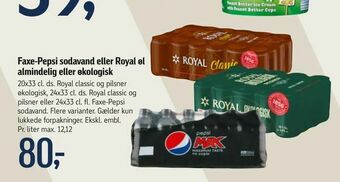 Føtex Faxe-Pepsi sodavand eller Royal øl almindelig eller økologisk tilbud