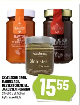 Løvbjerg SKÆLSKØR GRØD, MARMELADE, DESSERTCREME EL. JAKOBSEN HONNING tilbud