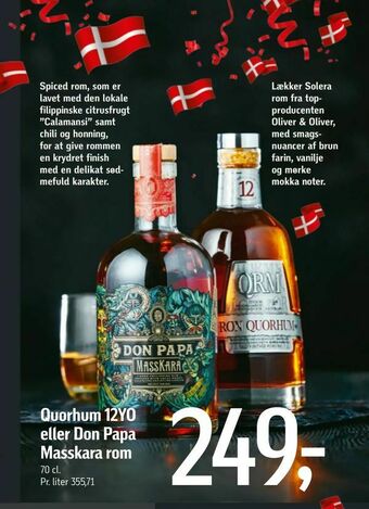 Føtex Quorhum 12YO eller Don Papa Masskara rom tilbud