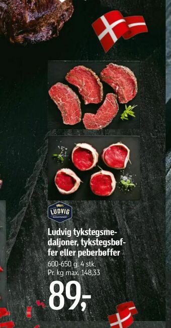 Føtex Ludvig tykstegsmedaljoner, tykstegsbøffer eller peberbøffer tilbud