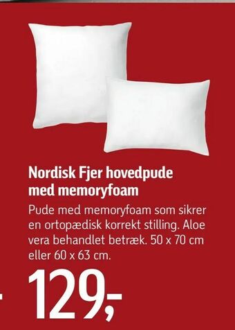 Føtex Nordisk Fjer hovedpude med memoryfoam tilbud