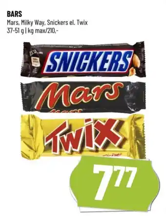 BARS Mars, Milky Way, Snickers el. Twix