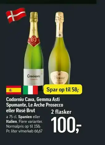 Føtex Codorniu Cava, Gemma Asti Spumante, Le Arche Prosecco eller Rosé Brut tilbud