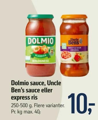 Føtex Dolmio sauce, Uncle Ben's sauce eller express ris tilbud