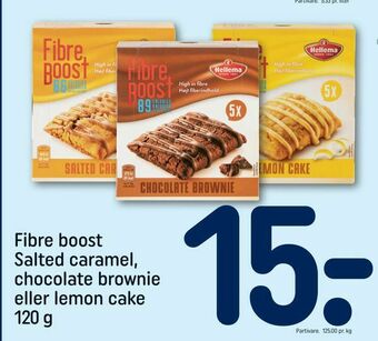 REMA 1000 Fibre boost Salted caramel, chocolate brownie eller lemon cake tilbud