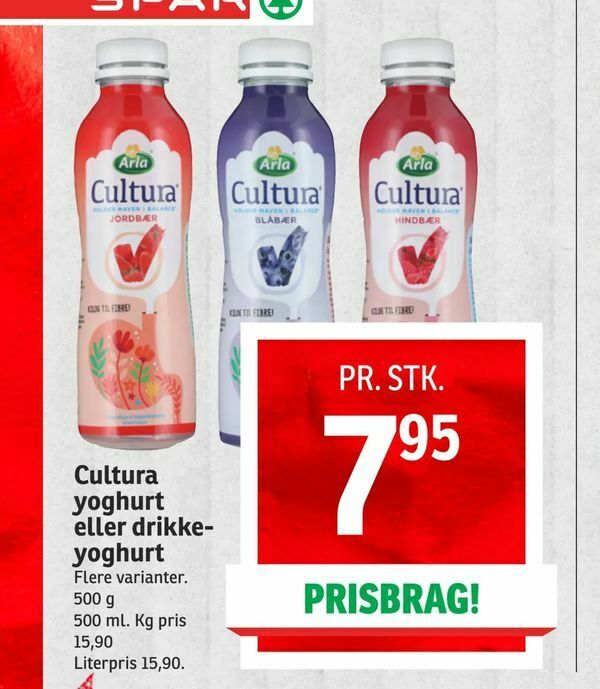 Cultura yoghurt eller drikke yoghurt tilbud hos SPAR