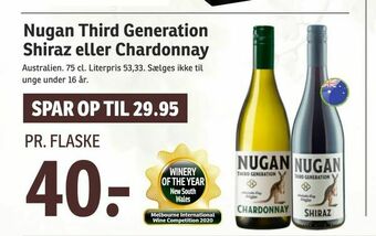 SPAR Nugan Third Generation Shiraz eller Chardonnay tilbud